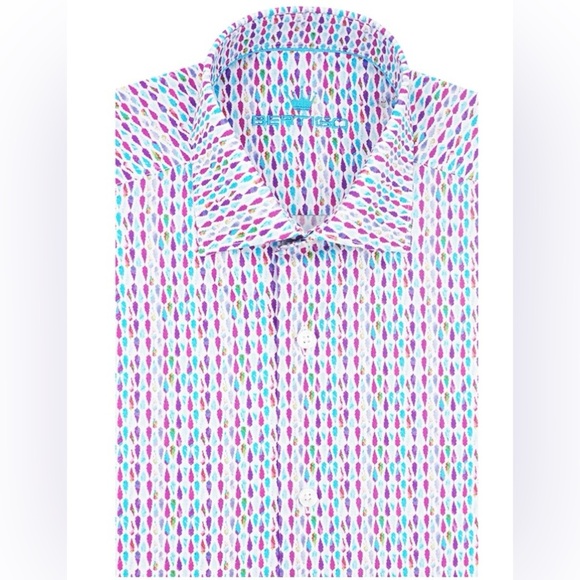 BERTIGO SHORT SLEEVE SHIRT DAIMON Bright Multicolor Pattern Men’s Size Large - Picture 1 of 13